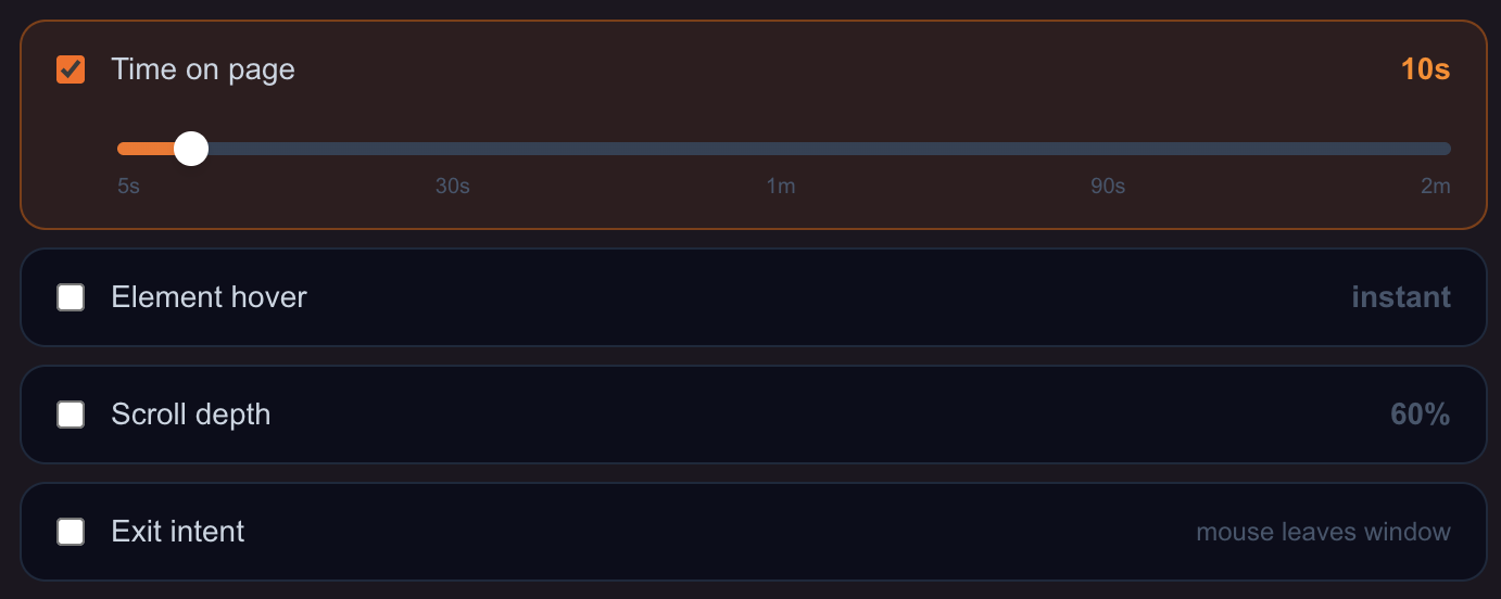 Trigger configuration